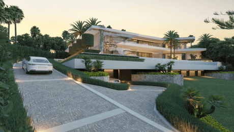 La Cerquilla Marbella villa for sale with modern architecture and landscaped gardens