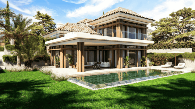 Brand new luxury villa for sale in Golden Mile Marbella with modern architecture and private pool