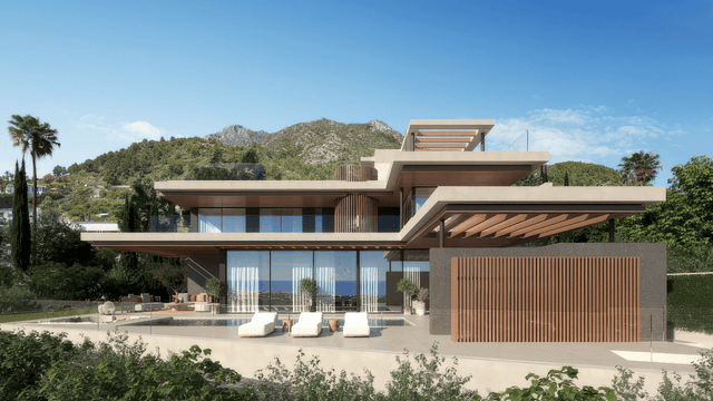 Panoramic sea view luxury villa with cutting-edge architecture and private pool for sale in Cascada de Camojan