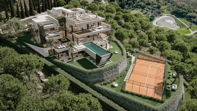 Los Flamingos sea views villa for sale with private pool and tennis court