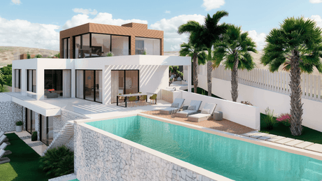 Modern villa for sale in Marbella East Cabopino with infinity pool and garden views